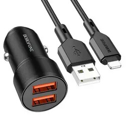 BOROFONE BZ19 2*USB 2.4A Wisdom с кабелем USB-microUSB   12W автомобильное ЗУ