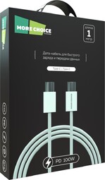 MORE CHOICE  K77a  3.0A PD 100W Type-C Type-C 1м White нейлон кабель