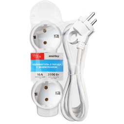 SMARTBUY SBE-16-3-1.5m-Z 3 гн х 1,5 м белый удлинитель электрический с заземлением