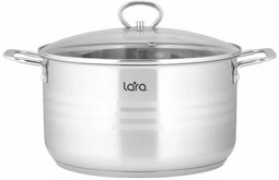 LARA LR02-05 Standart  5.2л 24см кастрюля из нержавеющей стали со стеклянной крышкой