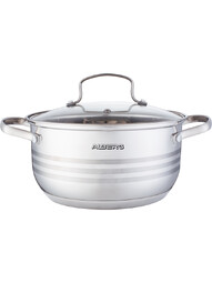 ALBERG AL-2133 Bonne Line 6.0л. кастрюля из нержавеющей стали со стеклянной крышкой