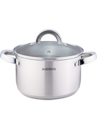 ALBERG AL-2123 6.5 л. Salerno Satin кастрюля из нержавеющей стали со стеклянной крышкой