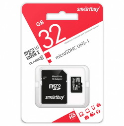 SMARTBUY MicroSDHC 32GB Class10 UHS-I (SB32GBSDCL10-01) + адаптер карта памяти