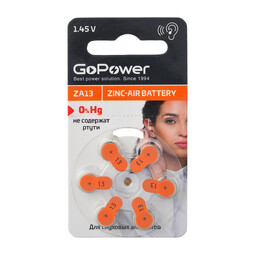 GoPOWER ZA13/PR48/V13A/DA13 1.45V цинковые (6 шт) элемент питания