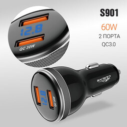 CARLIVE CR43 USB*2  QC3.0  черный автомобильное зарядное устройство